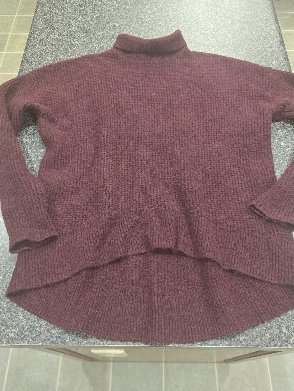 Madewell Wafflestitch Alpaca Merino Turtleneck Sweater M Cabernet